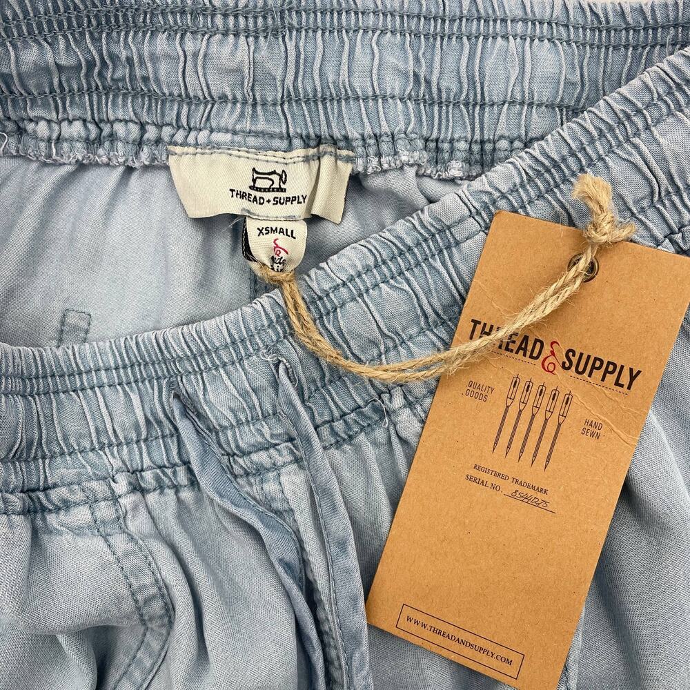 New THREAD & SUPPLY Casual Pant Women's Size XS Chambray Ruched Jogger High Rise - Picture 5 of 10
